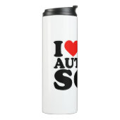 Ik hou van mijn autistische zoon Ik hart mijn zoon Thermosbeker (Gedraaid links)