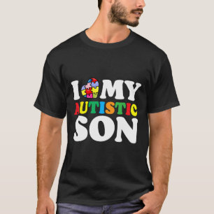 Ik hou van mijn autistische zoon puzzelstuk autism t-shirt
