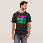 Ik hou van mijn Autistische zuster Dark T-shirt (Voorkant volledig)