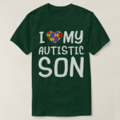 Ik hou van mijn Autististisch Zoon Autisme Bewusth T-shirt (Design voorkant)
