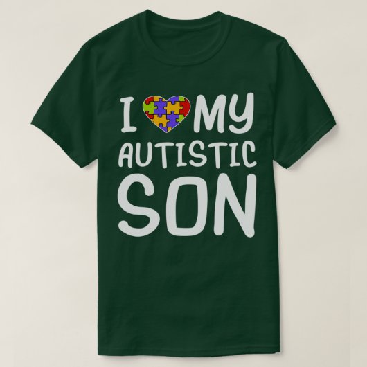 Ik hou van mijn Autististisch Zoon Autisme Bewusth T-shirt (Design voorkant)
