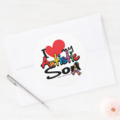 Ik hou van mijn Autististische zoon Ronde Sticker (Envelop)