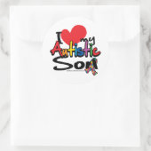 Ik hou van mijn Autististische zoon Ronde Sticker (Tas)