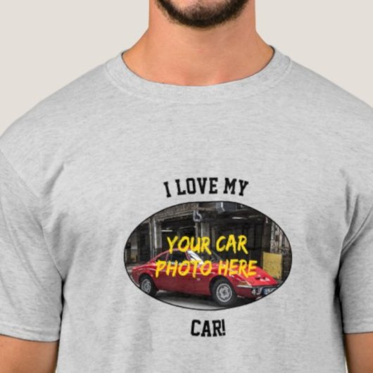 Ik hou van mijn auto! Je autofoto toevoegen, tekst T-shirt