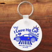Ik hou van mijn auto maar ook van mijn vrouw Grapp Sleutelhanger (Achterkant)