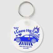 Ik hou van mijn auto maar ook van mijn vrouw Grapp Sleutelhanger (Achterkant)