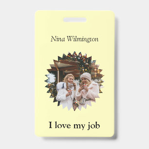 Ik hou van mijn baan Sterfoto met naam op maat Badge