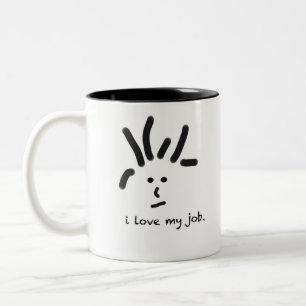 Ik hou van mijn baan tweekleurige koffiemok