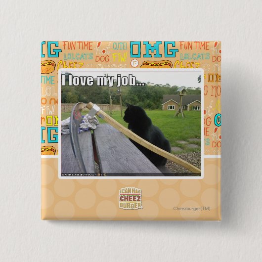 Ik hou van mijn baan vierkante button 5,1 cm (Voorkant)