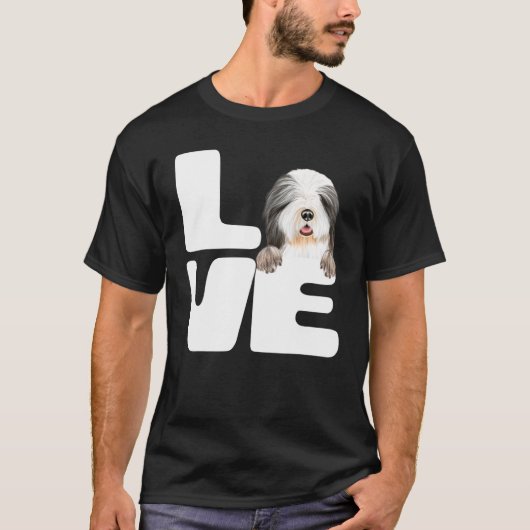 Ik hou van mijn baardcollie hond t-shirt (Voorkant)