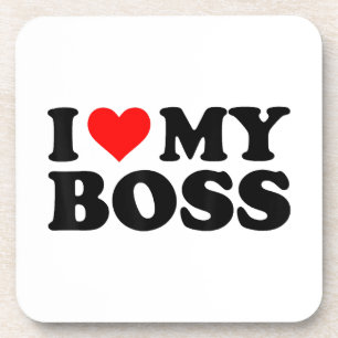 Ik hou van mijn baas Funny Red Heart Boss in Heart Bier Onderzetter