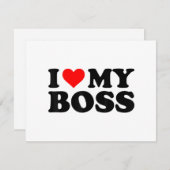 Ik hou van mijn baas Funny Red Heart Boss in Heart Feestdagenkaart (Voorkant / Achterkant)
