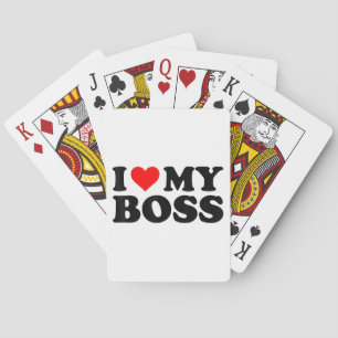Ik hou van mijn baas Funny Red Heart Boss in Heart Pokerkaarten