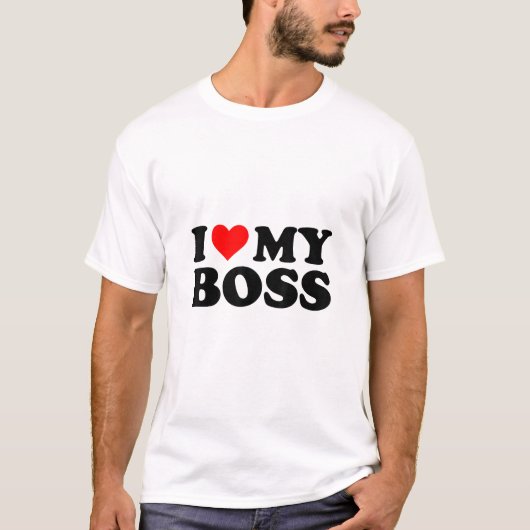 Ik hou van mijn baas Funny Red Heart Boss in Heart T-shirt (Voorkant)