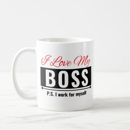 Ik hou van mijn baas koffiemok (Links)