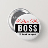 Ik hou van mijn baas ronde button 5,7 cm (Voorkant /achterkant)
