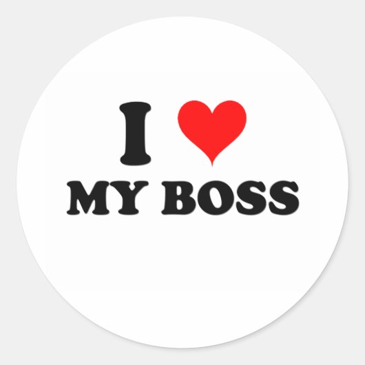 Ik hou van mijn baas ronde sticker (Voorkant)