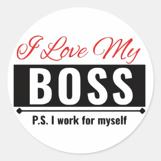 Ik hou van mijn baas ronde sticker (Voorkant)