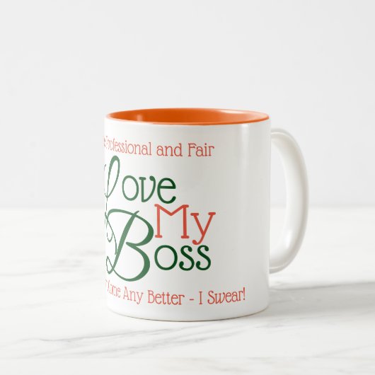 Ik hou van mijn baas tweekleurige koffiemok (Voorkant rechts)