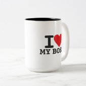 Ik hou van mijn baas tweekleurige koffiemok (Voorkant rechts)