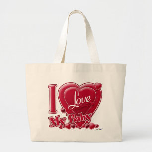 Ik hou van mijn Baby rood - hart Grote Tote Bag