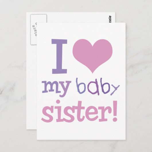 Ik hou van mijn Baby Zusje Kinder T-Hemden en Gift Briefkaart (Voorkant / Achterkant)