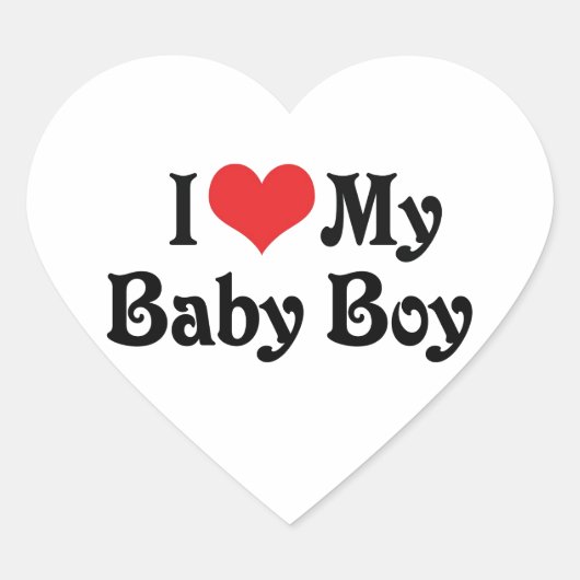 Ik hou van mijn babyjongen hart sticker (Voorkant)