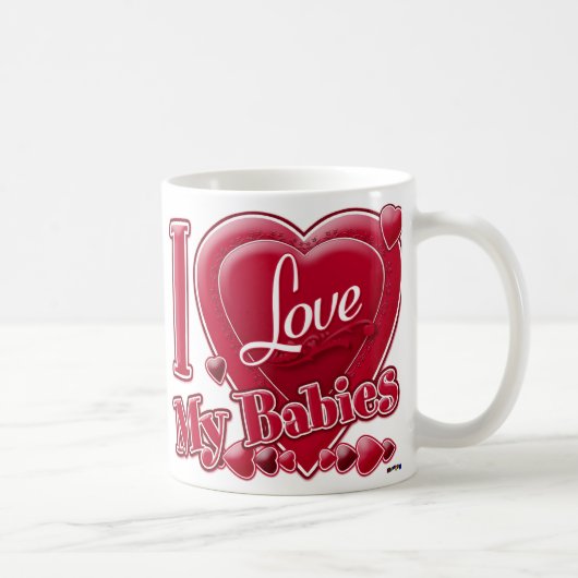 Ik hou van mijn baby's rood - hart koffiemok (Rechts)