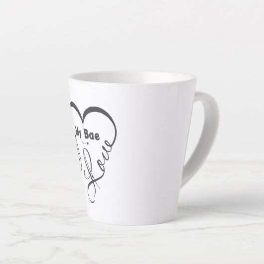 Ik hou van mijn Bae • Jij = ♥ Latte Mok (Rechterhoek)