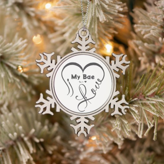 Ik hou van mijn Bae • Jij = ♥ Tin Sneeuwvlok Ornament (Boom)
