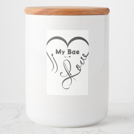 Ik hou van mijn Bae • Jij = ♥ Voedselcontainer Etiket (Voorkant)