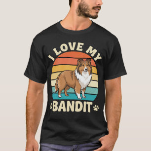 Ik hou van mijn Bandit Sheltie-hond Retro T-shirt