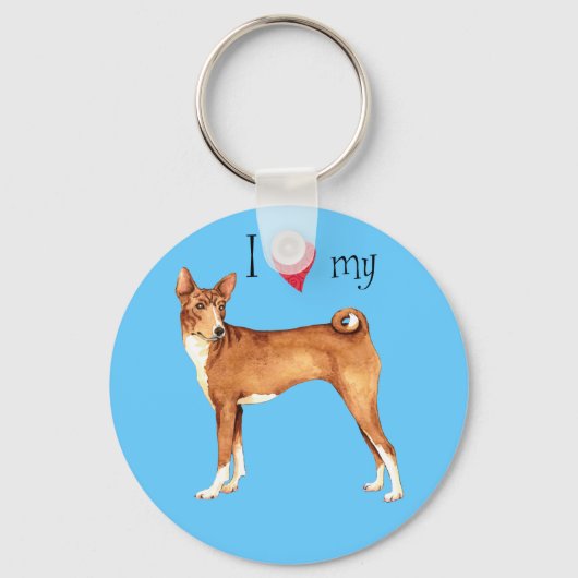 Ik hou van mijn Basenji Sleutelhanger (Voorkant)