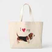 Ik hou van mijn Basset Hond Grote Tote Bag (Voorkant)