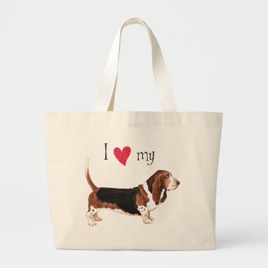 Ik hou van mijn Basset Hond Grote Tote Bag (Voorkant)