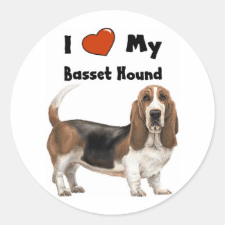 Ik hou van mijn Basset Hond Ronde Sticker