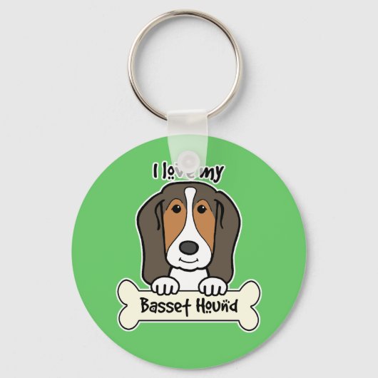 Ik hou van mijn Basset Hond Sleutelhanger (Voorkant)