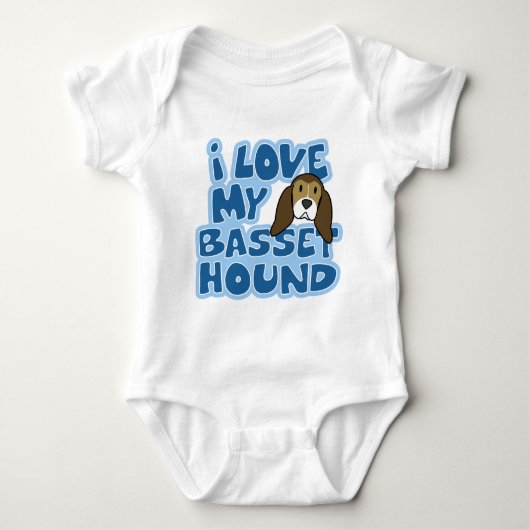 Ik hou van mijn Basset Hound Baby Creeper Romper (Voorkant)