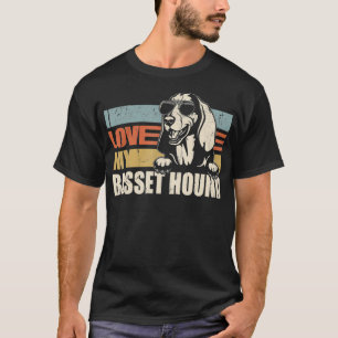 Ik hou van mijn Basset Hound Cool Dog  Retro T-shirt