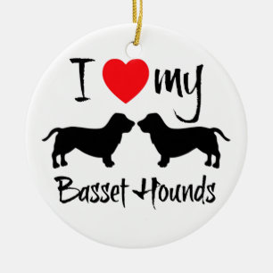 Ik hou van mijn Basset Hounds Keramisch Ornament