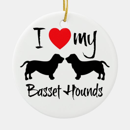 Ik hou van mijn Basset Hounds Keramisch Ornament (Voorkant)