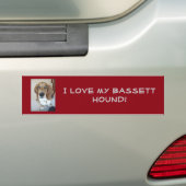 Ik hou van mijn Bassett Hound.  Bumpersticker (Op auto)