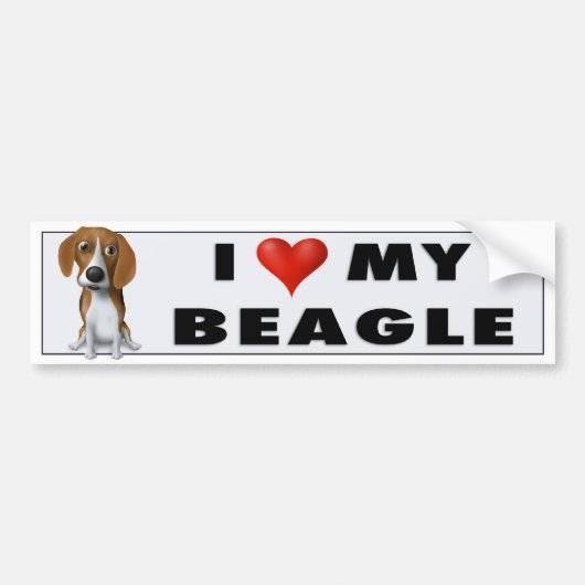 Ik hou van mijn Beagle BEA1 Bumpersticker (Voorkant)