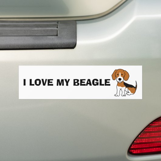Ik hou van mijn Beagle Bumpersticker (Op auto)