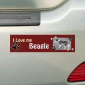 Ik hou van mijn Beagle Bumpersticker (Op auto)