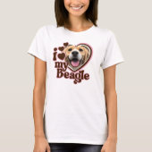 Ik hou van mijn Beagle Custom Roze Hart Foto T-shirt (Voorkant)