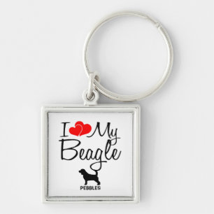 Ik hou van mijn Beagle Custom Sleutelhanger