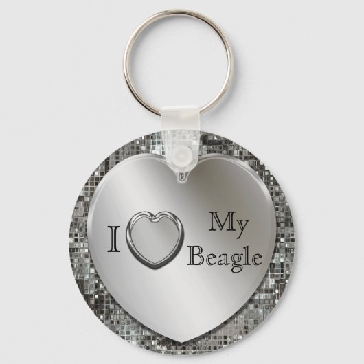 Ik hou van mijn beagle hartketting sleutelhanger (Voorkant)