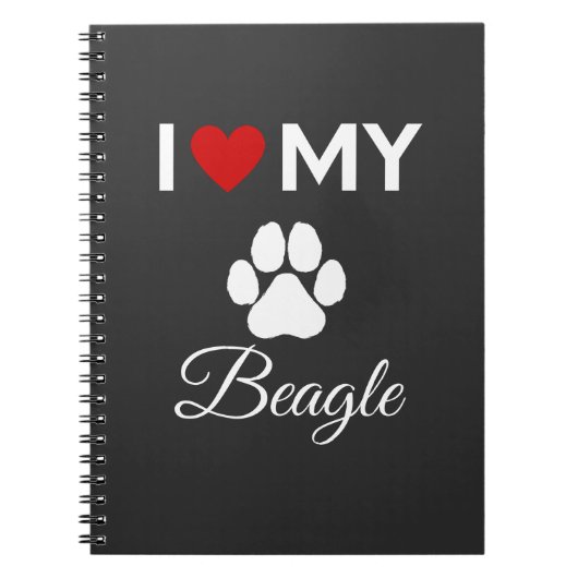 Ik hou van mijn Beagle hond aangepaste tekst Notitieboek (Voorkant)