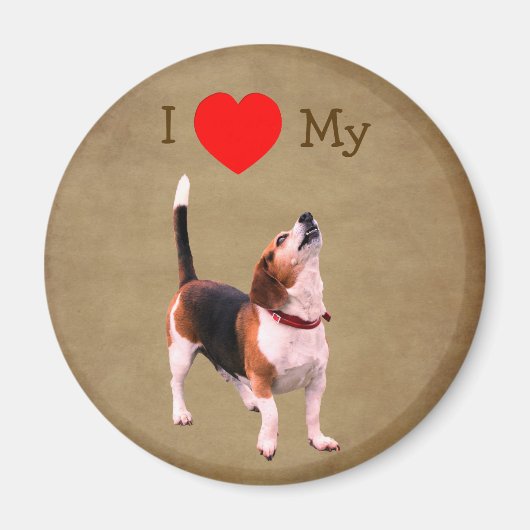 Ik hou van mijn Beagle hond Magneet (Voorkant)